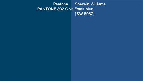 Pantone 302 C Vs Sherwin Williams Frank Blue Sw 6967 Side By Side