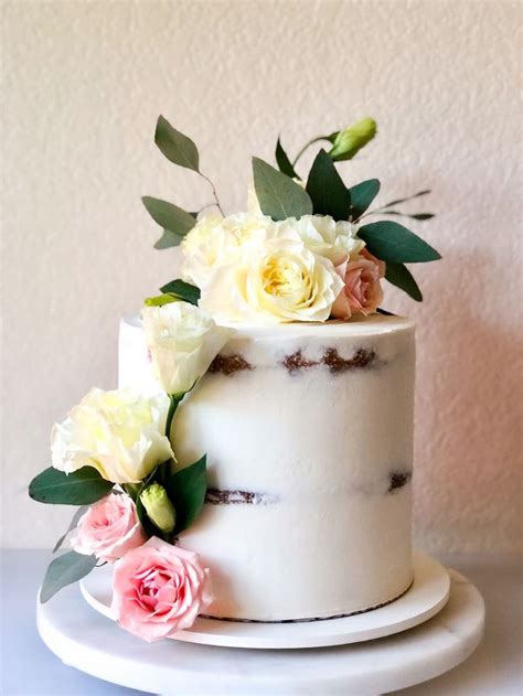 Semi Naked Wedding Cake Modern Wedding Cake Spring Wedding Cake Romantic Wedding Cake