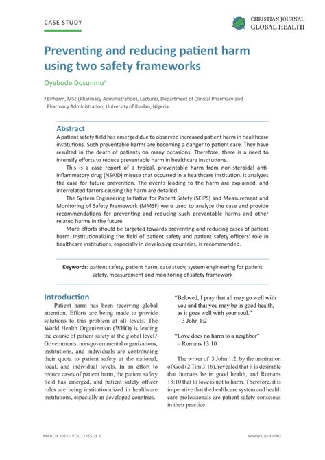 (PDF) Preventing and Reducing Patient Harm Using Two Safety Frameworks