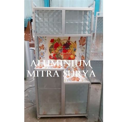 Promo Rak Piring Aluminium Pintu Kaca Keramik Ca Mc Mejikom Diskon