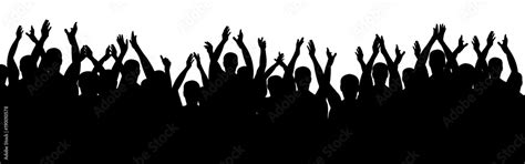 Applause people. Cheerful crowd cheering. Hands up. Silhouette vector Stock Vector | Adobe Stock