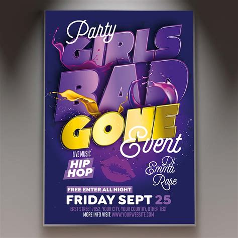 Girls Gone Bad Club Card Printable Template PSDmarket