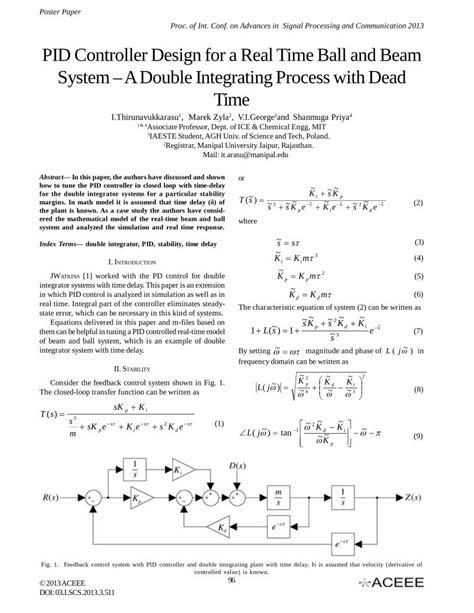 PDF PID Controller Design For A Real Time Ball And Beam System A