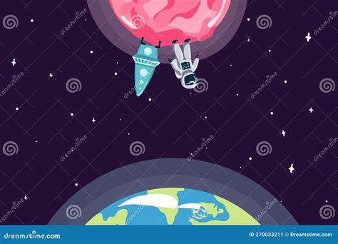 Personagens Astronautas Definidos No Estilo De Desenho Animado Plano