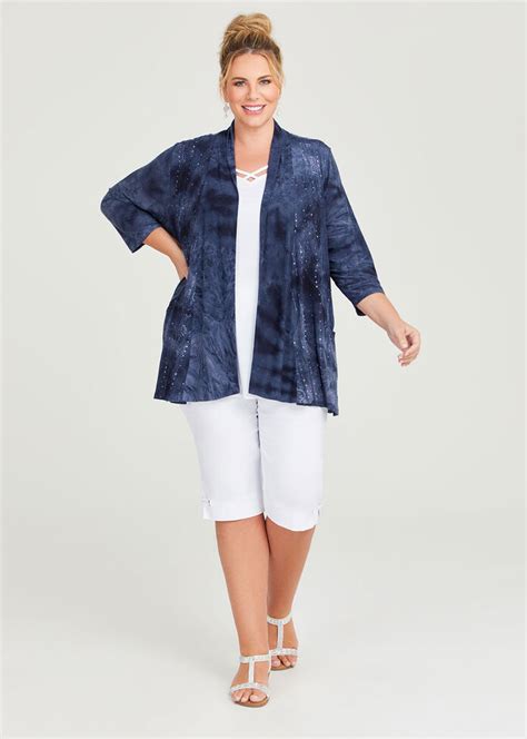 Shop Plus Size Sequin Tie Dye Cardigan In Blue Taking Shape Au