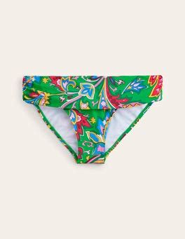 Levanzo Fold Bikini Bottoms Kelly Green Paisley Azure Boden UK