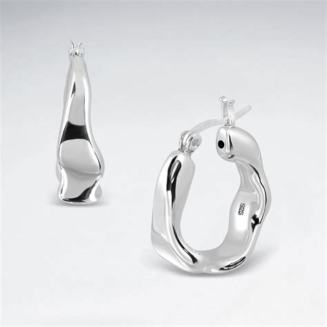 Boucles D oreilles Créoles en Argent Sterling 925 À Forme Libre