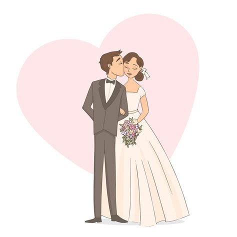 Feliz Pareja De Novios Novios En El D A De Su Boda Vector En