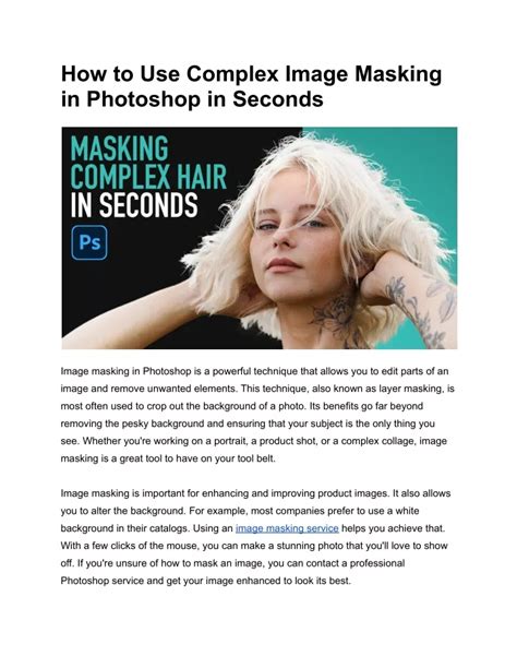 PPT Learn How To Use Complex Image Masking In Photoshop Made Simple