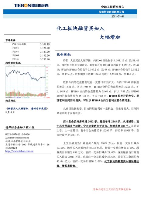 股指期货融资融券日报：化工板块融资买入 大幅增加