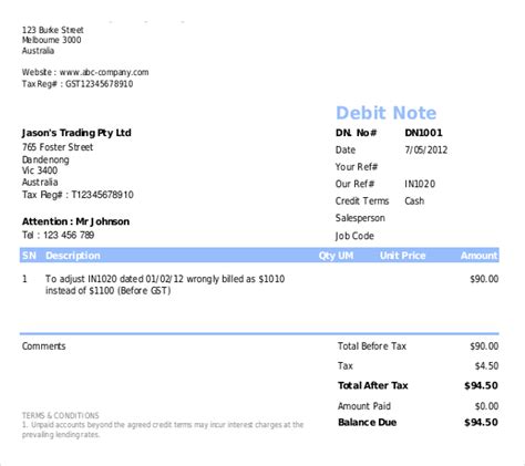 How Debit Note Template Excel Format Helps You Having A Clear balance? - Excel Tmp