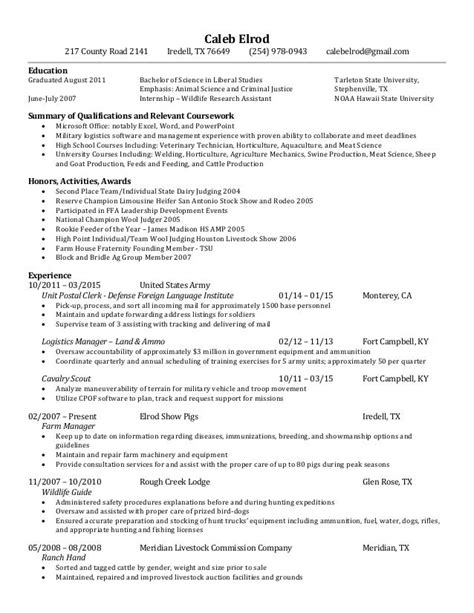 Caleb Elrod Resume Ag Teacher