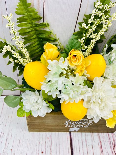 Lemon Arrangement Lemon Centerpiece Kitchen Lemon - Etsy