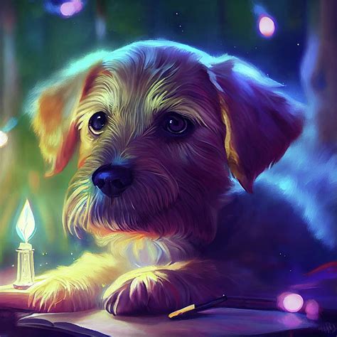 Cute Puppy Cartoon Fantasy Art Digital Art By Aj Etheridge Fine Art