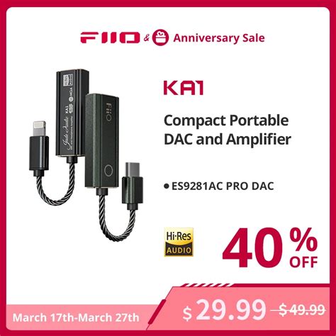 FiiO JadeAudio KA1 Typu C Do 3 5mm Klucza Sprz Towego ES9281AC Pro MQA