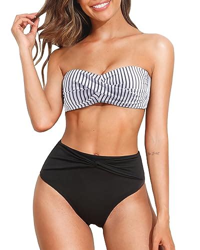 Twist Front Bandeau Bikini Top And High Waist Two Piece Set Tempt Me