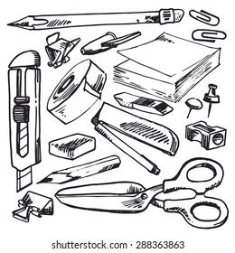 Hand Drawn Hammer Tongs Anvil Blacksmith Stock Vector Royalty Free