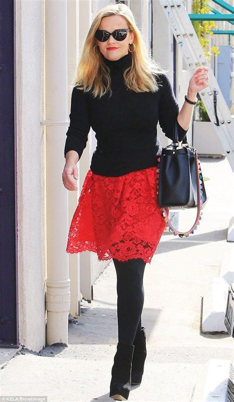 Reese Witherspoon Sports Red Lace Skirt While Out In La Daily Mail