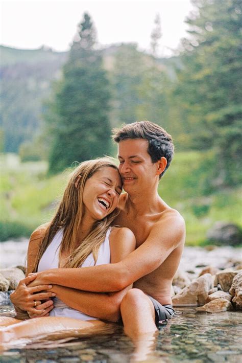 Hot Spring Adventure Session With A Waterfall In Wyoming