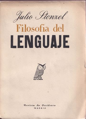 Filosofía del lenguaje by Stenzel Julio Paperback 1935 Librería