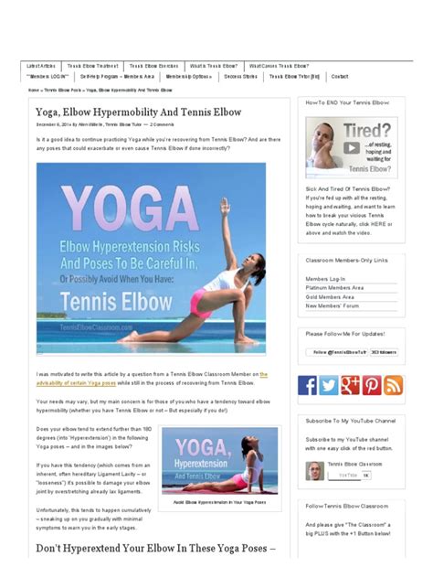 Yoga Elbow Hypermobility And Tennis Elbow Pdf Elbow Anatomical Terms Of Motion