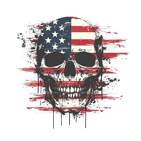 Premium Vector American Flag With Skull Vector Illustration