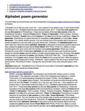 Abc Poem Generator - Fill Online, Printable, Fillable, Blank | pdfFiller