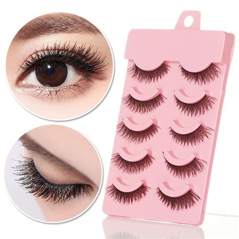 YOKPN Winged False Eyelash 5 Pairs Natural Thick Curl Eyelashes Eye