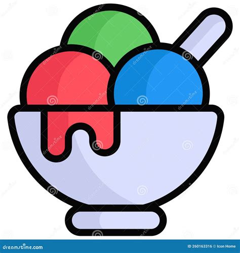 Contorno Vectorial De La Copa De Helado Ilustración Del Vector