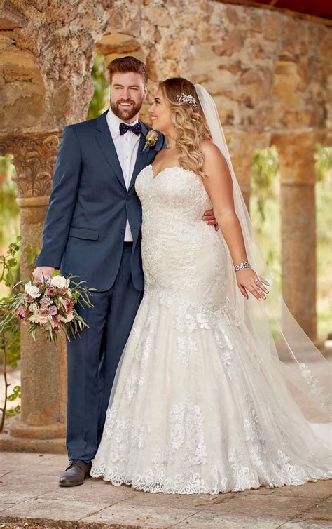 Plus Size Lace Strapless Wedding Dress Essense Of Australia Wedding