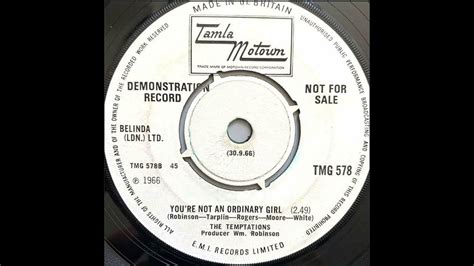 The Temptations You Re Not An Ordinary Girl Uk Tamla Motown Records Demo Released 30 09 66