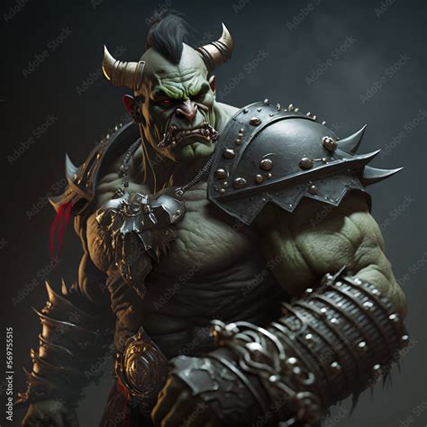 A Horned Armored Orc Dungeons And Dragons Character Design 3d Render