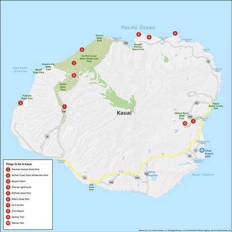 Kauai Island Map, Hawaii - GIS Geography