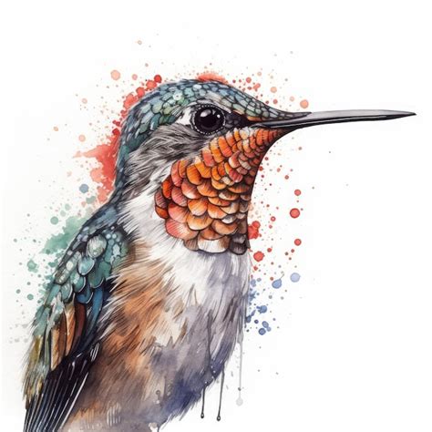 Premium AI Image | Vibrant Watercolor Hummingbird on White Background