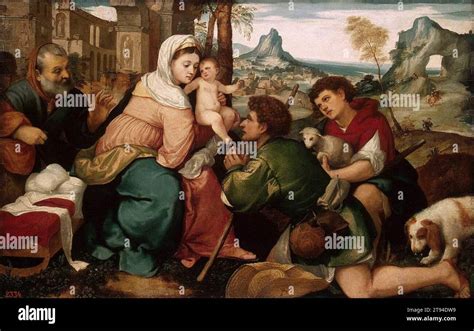 Adoration Of The Shepherds By Bonifacio Veronese Stock Photo