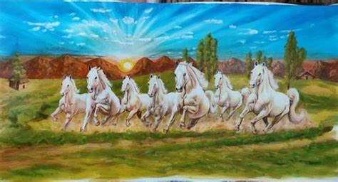 Matte canvas Seven Horses Painting at Rs 15000 in Kurukshetra | ID ...