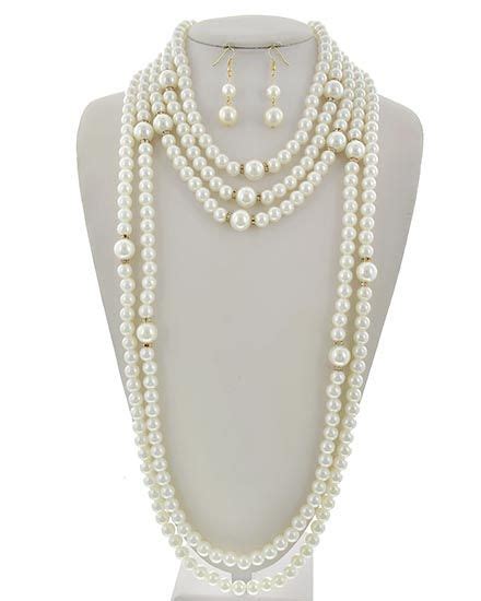 Gold Tone Multi Strand Necklace Earring Set