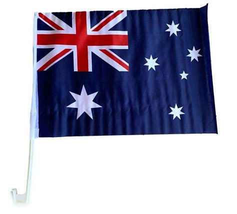 2 X Aussie Australia Day Car Flags Clip On Stick Set 30cm X 45cm Ebay