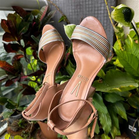 Salto Alto Nude Prata Dourado Rose Sand Lia Feminina Vizzano Usado Enjoei