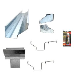 Kit Calha Telhado Beiral 2m Galvanizada Suporte Prolongado Bocal