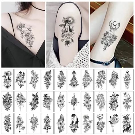 Bl Tter Klein Schwarz Rose Blume Tempor Re Tattoos Frauen K Rper Arm