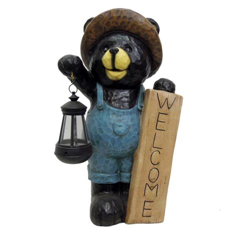 Outdoor Welcome Bear Statue with Solar Lantern, 17.5" Tendy Style best quality | sale up to 66%