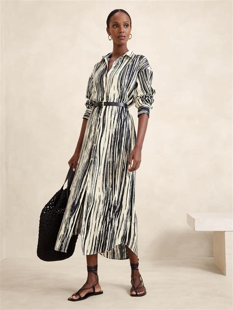 Tie Waist Maxi Shirtdress Banana Republic Factory