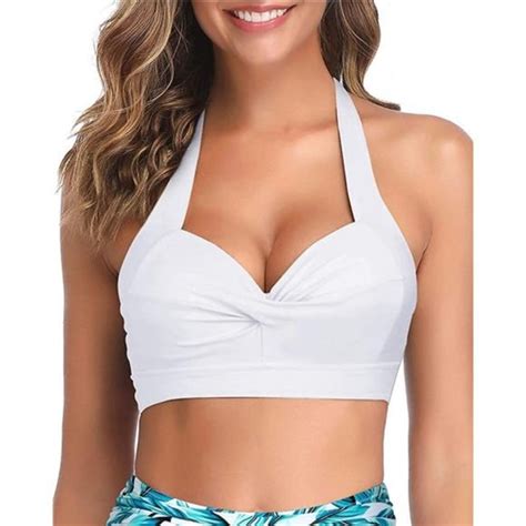 Swim Women Bikini Top Push Up Swim Top Halter Retro Bathing Suit Top Padded Swimsuit Poshmark