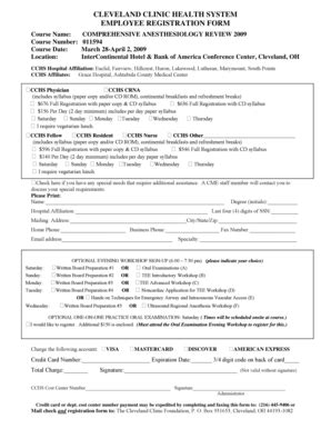 Fillable Online Cleveland Clinic Health System Employee Registration