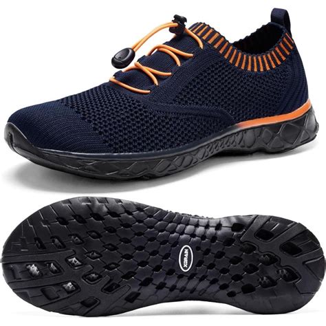 Aleader Men’s Mesh Slip On Water Shoes(Navy Orange) - ALEADER Footwear Sale