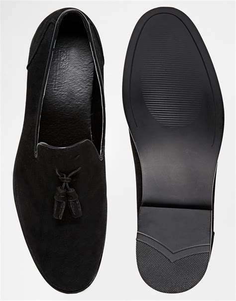 Asos Loafers In Faux Suede In Black For Men Lyst