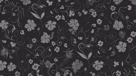 Premium Photo | Black and grey floral wallpaper with a floral pattern.