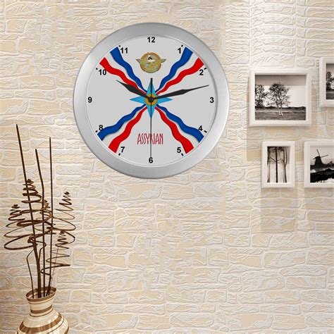 Assyrian Flag Silver Color Wall Clock Id D3577512