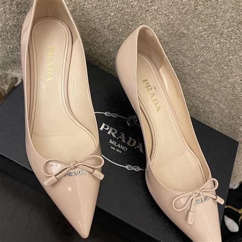 Nude Patent Leather Prada Kitten Heels Purchased Depop